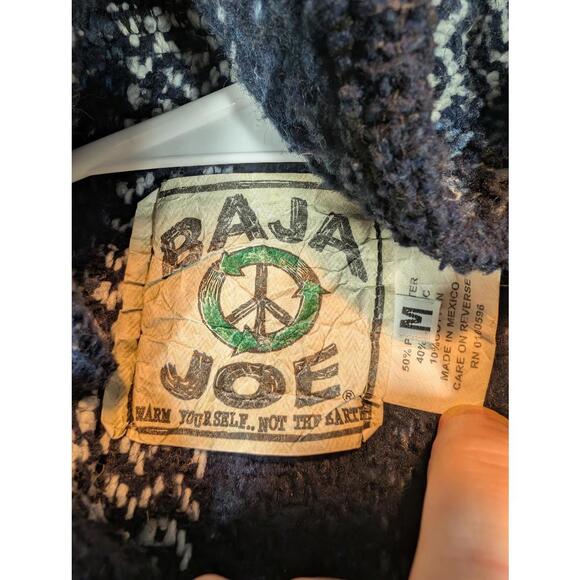 Baja Joe Striped Baja Hoodie Drug Rug Pullover Surf Skater Mens Large Blue - Picture 5 of 8